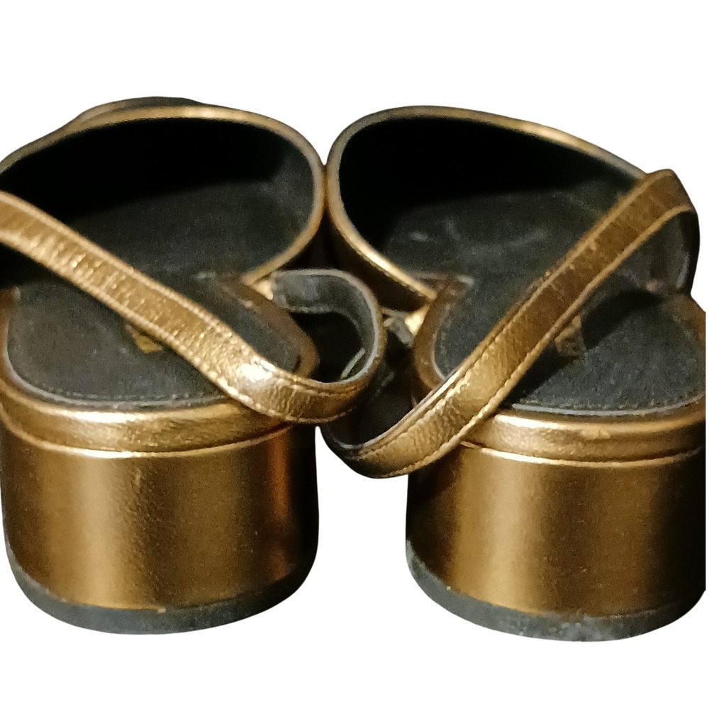 NIB Veronica Beard Cecile Half d'Orsay Slingback Pump 8.5‎ Gold Black Leather - Picture 9 of 12